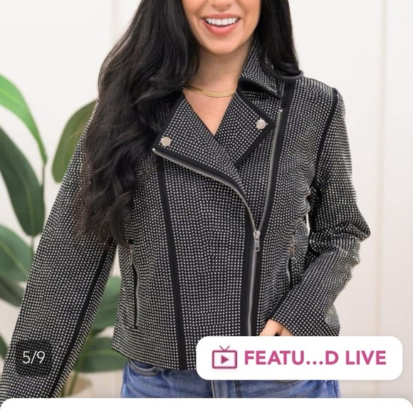 Blue B Feeling Flawless Moto jacket. Size Large Silver black - Picture 2 of 5